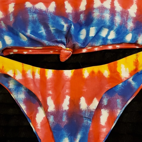 Multicolored MD Tie Dye Bandeau Bikini Set - Picture 6 of 6